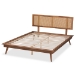 Baxton Studio Nura Mid-Century Modern Walnut Brown Finished Wood and Synthetic Rattan King Size Platform Bed - Nura-Ash Walnut Rattan-King