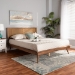 Baxton Studio Nura Mid-Century Modern Walnut Brown Finished Wood and Synthetic Rattan King Size Platform Bed - Nura-Ash Walnut Rattan-King
