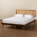 Baxton Studio Nura Mid-Century Modern Walnut Brown Finished Wood and Synthetic Rattan King Size Platform Bed - Nura-Ash Walnut Rattan-King