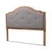 Baxton Studio Gala Vintage Classic Traditional Dark Grey Fabric Upholstered and Walnut Brown Finished Wood Queen Size Arched Headboard