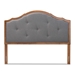 Baxton Studio Gala Vintage Classic Traditional Dark Grey Fabric Upholstered and Walnut Brown Finished Wood Queen Size Arched Headboard - MG9743-Dark Grey/Walnut-HB-Queen