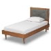 Baxton Studio Saul Mid-Century Modern Dark Grey Fabric Upholstered and Walnut Brown Finished Wood Twin Size Platform Bed
