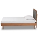 Baxton Studio Saul Mid-Century Modern Dark Grey Fabric Upholstered and Walnut Brown Finished Wood Twin Size Platform Bed - Saul-Dark Grey/Walnut-Twin