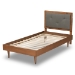 Baxton Studio Saul Mid-Century Modern Dark Grey Fabric Upholstered and Walnut Brown Finished Wood Twin Size Platform Bed - Saul-Dark Grey/Walnut-Twin