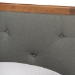 Baxton Studio Saul Mid-Century Modern Dark Grey Fabric Upholstered and Walnut Brown Finished Wood Twin Size Platform Bed - Saul-Dark Grey/Walnut-Twin