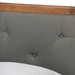 Baxton Studio Saul Mid-Century Modern Dark Grey Fabric Upholstered and Walnut Brown Finished Wood Twin Size Platform Bed - Saul-Dark Grey/Walnut-Twin