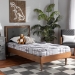 Baxton Studio Saul Mid-Century Modern Dark Grey Fabric Upholstered and Walnut Brown Finished Wood Twin Size Platform Bed - Saul-Dark Grey/Walnut-Twin