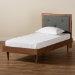 Baxton Studio Saul Mid-Century Modern Dark Grey Fabric Upholstered and Walnut Brown Finished Wood Twin Size Platform Bed - Saul-Dark Grey/Walnut-Twin
