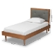 Baxton Studio Saul Mid-Century Modern Dark Grey Fabric Upholstered and Walnut Brown Finished Wood Twin Size Platform Bed - Saul-Dark Grey/Walnut-Twin