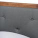Baxton Studio Laima Mid-Century Modern Dark Grey Fabric Upholstered and Walnut Brown Finished Wood Twin Size Platform Bed - Laima-Dark Grey/Walnut-Twin