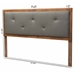 Baxton Studio Abner Modern and Contemporary Transitional Dark Grey Fabric Upholstered and Walnut Brown Finished Wood Queen Size Headboard - MG9731-Dark Grey/Walnut-Queen-HB