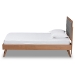 Baxton Studio Linn Mid-Century Modern Dark Grey Fabric Upholstered and Walnut Brown Finished Wood Twin Size Platform Bed - Linn-Dark Grey/Walnut-Twin