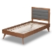 Baxton Studio Linn Mid-Century Modern Dark Grey Fabric Upholstered and Walnut Brown Finished Wood Twin Size Platform Bed - Linn-Dark Grey/Walnut-Twin