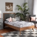 Baxton Studio Linn Mid-Century Modern Dark Grey Fabric Upholstered and Walnut Brown Finished Wood Twin Size Platform Bed - Linn-Dark Grey/Walnut-Twin