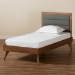 Baxton Studio Linn Mid-Century Modern Dark Grey Fabric Upholstered and Walnut Brown Finished Wood Twin Size Platform Bed - Linn-Dark Grey/Walnut-Twin