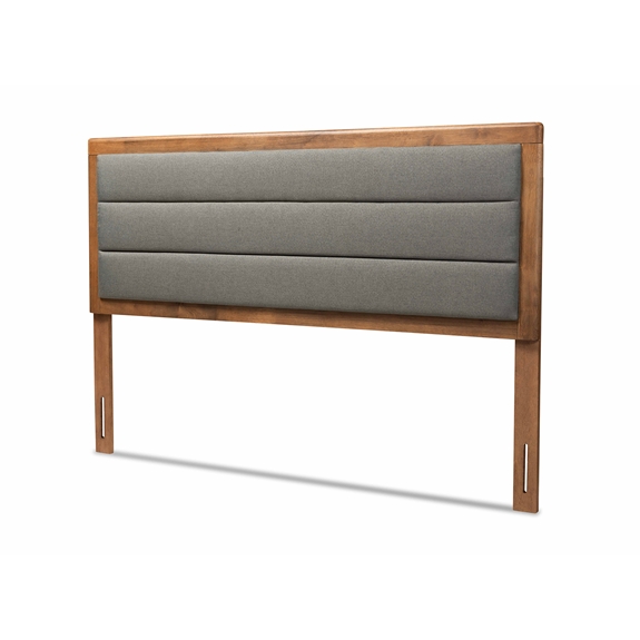 Baxton Studio Dexter Modern and Contemporary Dark Grey Fabric Upholstered and Walnut Brown Finished Wood Full Size Headboard