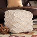 Baxton Studio Carilyn Modern and Contemporary Moroccan Inspired Ivory Handwoven Wool Blend Pouf Ottoman - Carilyn-Ivory-Pouf