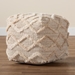Baxton Studio Carilyn Modern and Contemporary Moroccan Inspired Ivory Handwoven Wool Blend Pouf Ottoman - Carilyn-Ivory-Pouf