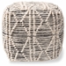 Baxton Studio Sentir Modern and Contemporary Moroccan Inspired Ivory and Black Handwoven Wool Blend Pouf Ottoman - Sentir-Ivory/Black-Pouf