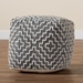Baxton Studio Benjamin Modern and Contemporary Bohemian Grey and Ivory Handwoven Cotton Blend Pouf Ottoman - Benjamin-Grey/Ivory-Pouf