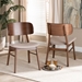 Baxton Studio Alston Mid-Century Modern Beige Fabric Upholstered and Walnut Brown Finished Wood 2-Piece Dining Chair Set - WM1892B-Latte/Walnut-DC