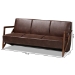 Baxton Studio Christa Mid-Century Modern Transitional Dark Brown Faux Leather Effect Fabric Upholstered and Walnut Brown Finished Wood Sofa - WM5020-Dark Brown/Walnut-SF