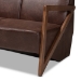 Baxton Studio Christa Mid-Century Modern Transitional Dark Brown Faux Leather Effect Fabric Upholstered and Walnut Brown Finished Wood Sofa - WM5020-Dark Brown/Walnut-SF