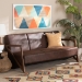Baxton Studio Christa Mid-Century Modern Transitional Dark Brown Faux Leather Effect Fabric Upholstered and Walnut Brown Finished Wood Sofa - WM5020-Dark Brown/Walnut-SF
