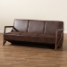 Baxton Studio Christa Mid-Century Modern Transitional Dark Brown Faux Leather Effect Fabric Upholstered and Walnut Brown Finished Wood Sofa - WM5020-Dark Brown/Walnut-SF