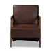 Baxton Studio Christa Mid-Century Modern Transitional Dark Brown Faux Leather Effect Fabric Upholstered and Walnut Brown Finished Wood Accent Chair - WM5020-Dark Brown/Walnut-CC