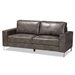 Baxton Studio Rayan Modern and Contemporary Grey Faux Leather Upholstered Silver Finished Metal Loveseat