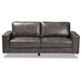 Baxton Studio Rayan Modern and Contemporary Grey Faux Leather Upholstered Silver Finished Metal Loveseat - 9449G-Grey-LS