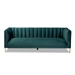 Baxton Studio Maia Contemporary Glam and Luxe Green Velvet Fabric Upholstered and Gold Finished Metal Sofa - 5016D-Green Velvet-Sofa