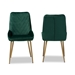 Baxton Studio Priscilla Contemporary Glam and Luxe Green Velvet Fabric Upholstered and Gold Finished Metal 2-Piece Dining Chair Set - DC177-Emerald Green Velvet/Gold-DC