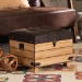 Baxton Studio Edmund Rustic Transitional Dark Brown Faux Leather Upholstered and Oak Brown Finished Wood Storage Ottoman - JY20B056S-Dark Brown-Small Otto