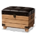 Baxton Studio Edmund Rustic Transitional Dark Brown Faux Leather Upholstered and Oak Brown Finished Wood Storage Ottoman - JY20B056S-Dark Brown-Small Otto