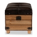 Baxton Studio Edmund Rustic Transitional Dark Brown Faux Leather Upholstered and Oak Brown Finished Wood Storage Ottoman - JY20B056S-Dark Brown-Small Otto
