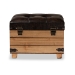 Baxton Studio Edmund Rustic Transitional Dark Brown Faux Leather Upholstered and Oak Brown Finished Wood Storage Ottoman - JY20B056S-Dark Brown-Small Otto