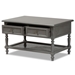 Baxton Studio Sheldon Modern and Contemporary Vintage Grey Finished Wood 2-Drawer Coffee Table - JY20B068-Grey-CT