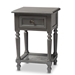 Baxton Studio Sheldon Modern and Contemporary Vintage Grey Finished Wood 1-Drawer Nightstand