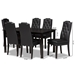 Baxton Studio Dylin Modern and Contemporary Black Faux Leather Upholstered and Dark Brown Finished Wood 7-Piece Dining Set - BBT5158-Black/Dark Brown-7PC Dining Set