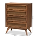 Baxton Studio Barrett Mid-Century Modern Walnut Brown Finished Wood and Synthetic Rattan 4-Drawer Chest - MG9001-Rattan-4DW-Chest