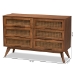 Baxton Studio Barrett Mid-Century Modern Walnut Brown Finished Wood and Synthetic Rattan 6-Drawer Dresser - MG9001-Rattan-6DW-Dresser