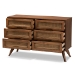Baxton Studio Barrett Mid-Century Modern Walnut Brown Finished Wood and Synthetic Rattan 6-Drawer Dresser - MG9001-Rattan-6DW-Dresser