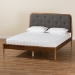 Baxton Studio Diantha Classic and Traditional Dark Grey Fabric Upholstered and Walnut Brown Finished Wood Full Size Platform Bed - MG0061-Dark Grey/Walnut-Full