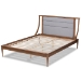 Baxton Studio Regis Modern and Contemporary Transitional Light Grey Fabric Upholstered and Walnut Brown Finished Wood Full Size Platform Bed - MG0067-Light Grey/Walnut-Full