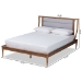 Baxton Studio Regis Modern and Contemporary Transitional Light Grey Fabric Upholstered and Walnut Brown Finished Wood Full Size Platform Bed - MG0067-Light Grey/Walnut-Full