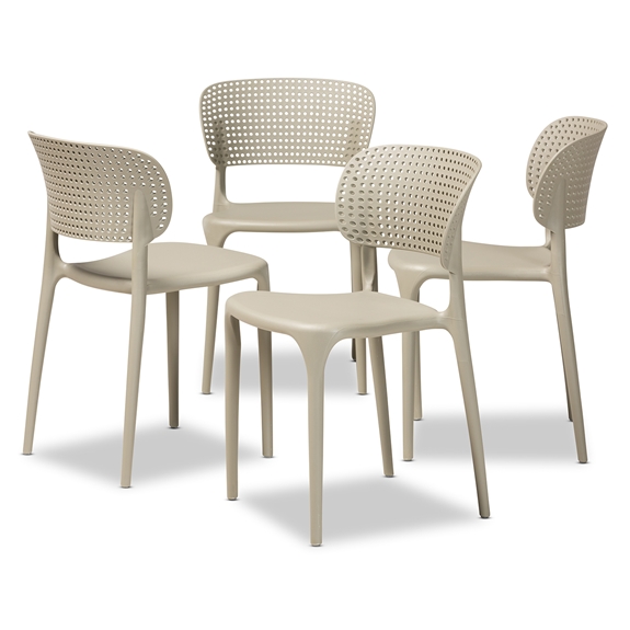 Baxton Studio Rae Modern and Contemporary Beige Finished Polypropylene Plastic 4-Piece Stackable Dining Chair Set