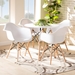 Baxton Studio Galen Modern and Contemporary White Finished Polypropylene Plastic and Oak Brown Finished Wood 5-Piece Dining Set - AY-PC12-White-5PC Dining Set