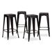 Baxton Studio Horton Modern and Contemporary Industrial Black Finished Metal 4-Piece Stackable Bar Stool Set